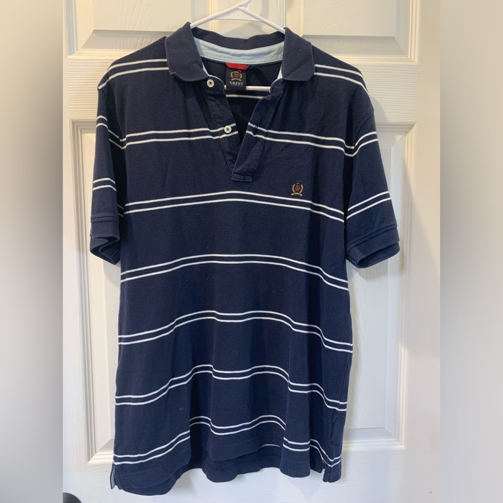 Tommy Hilfiger Dark Blue Polo with White Stripes